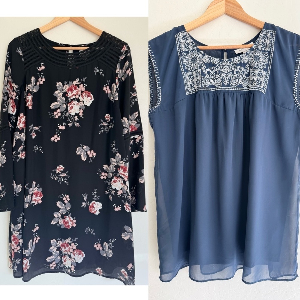 Maternity Bundle- Isabel Maternity Floral Midi Dress and Motherhood blue tunic M